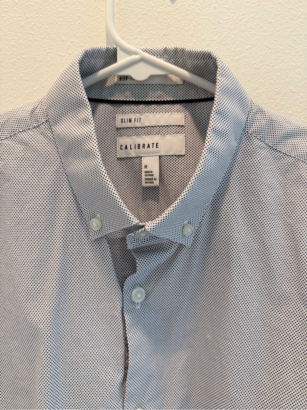 Calibrate Light Blue Microdot Slim Fit Button-Down Shirt